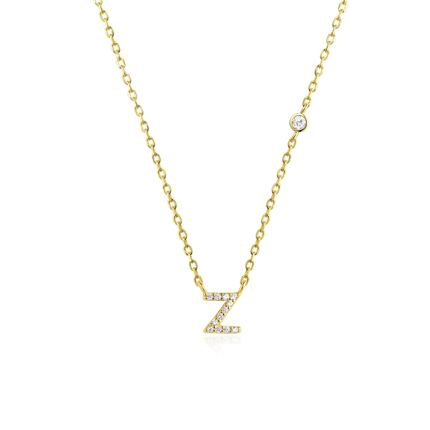 Initial Zircon Pendant Necklace – Personalized Elegance