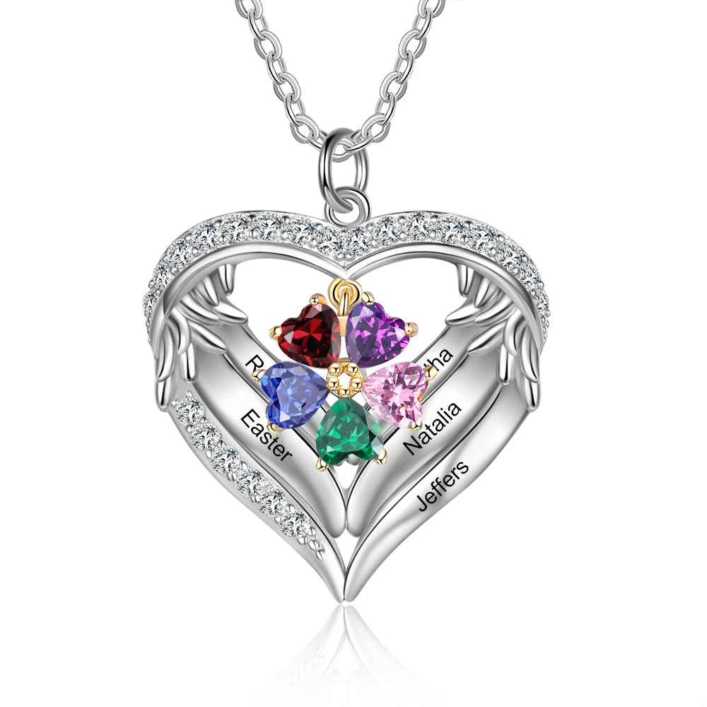 Wings of Love Personalized Birthstone Necklace
