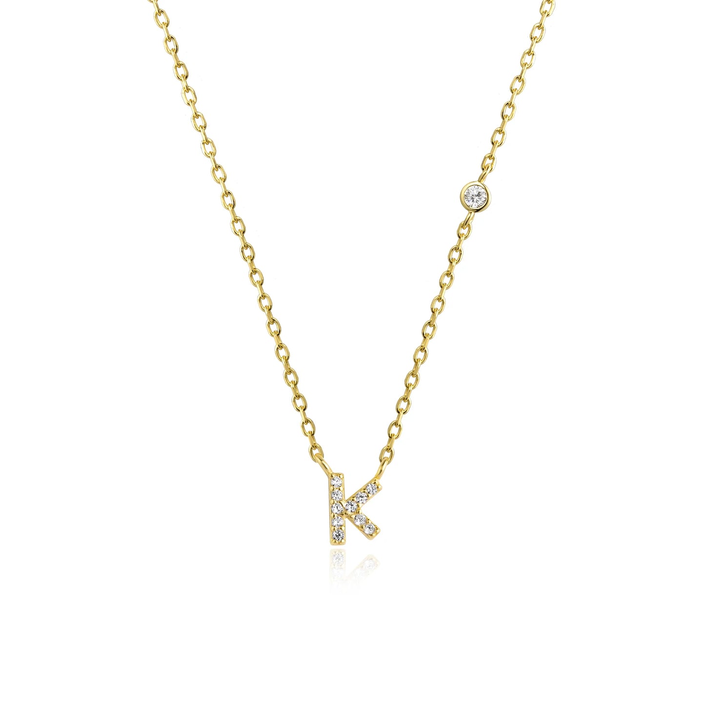 Initial Zircon Pendant Necklace – Personalized Elegance