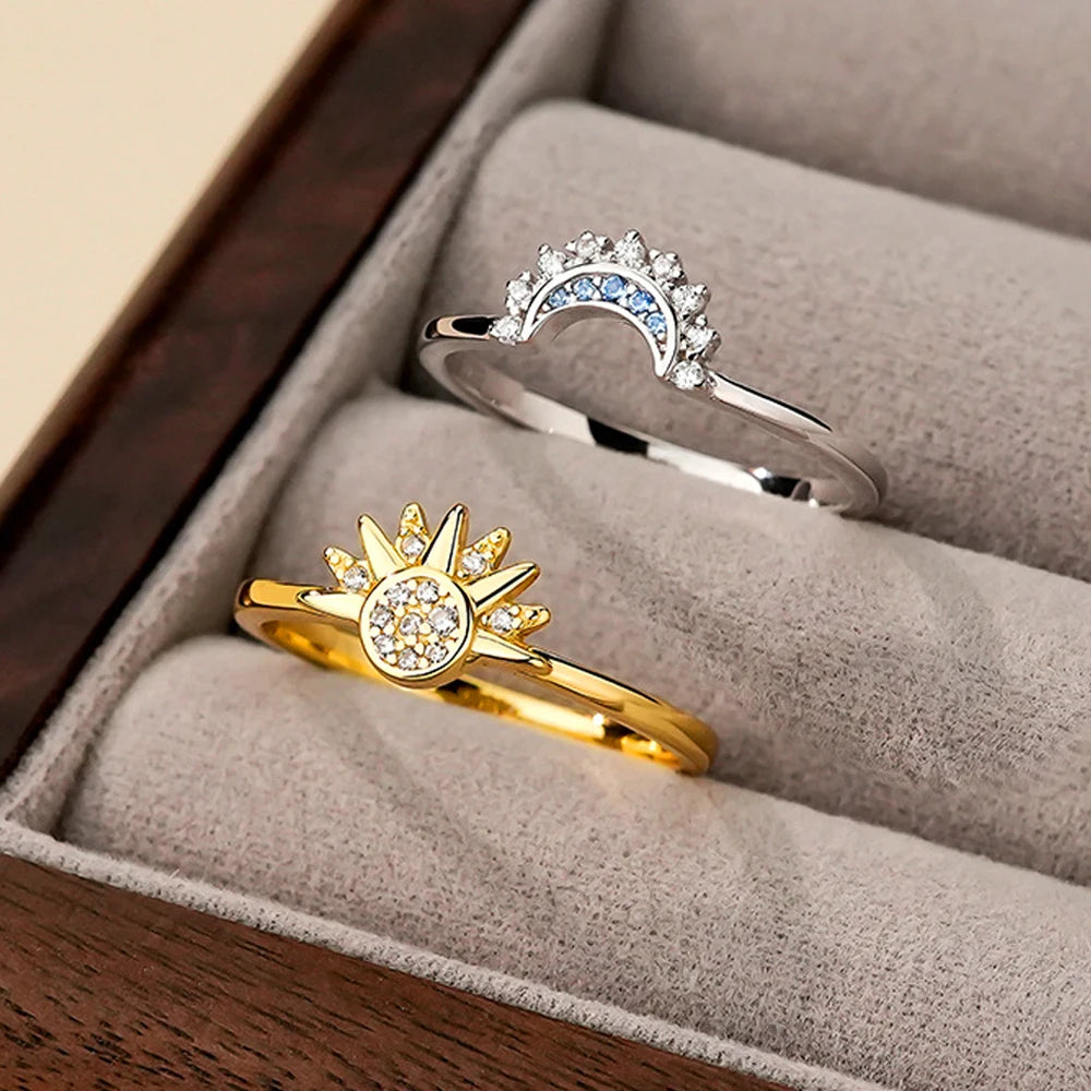 Sun and Moon Couple Ring Set – Celestial Romance