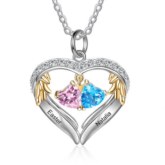 Wings of Love Personalized Birthstone Necklace