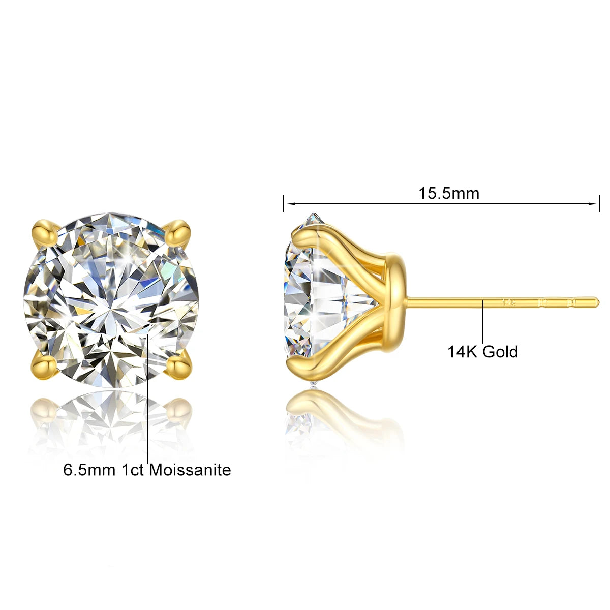 14K Gold Moissanite Stud Earrings – Timeless