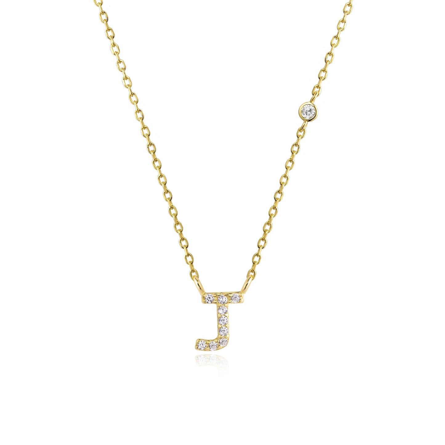 Initial Zircon Pendant Necklace – Personalized Elegance
