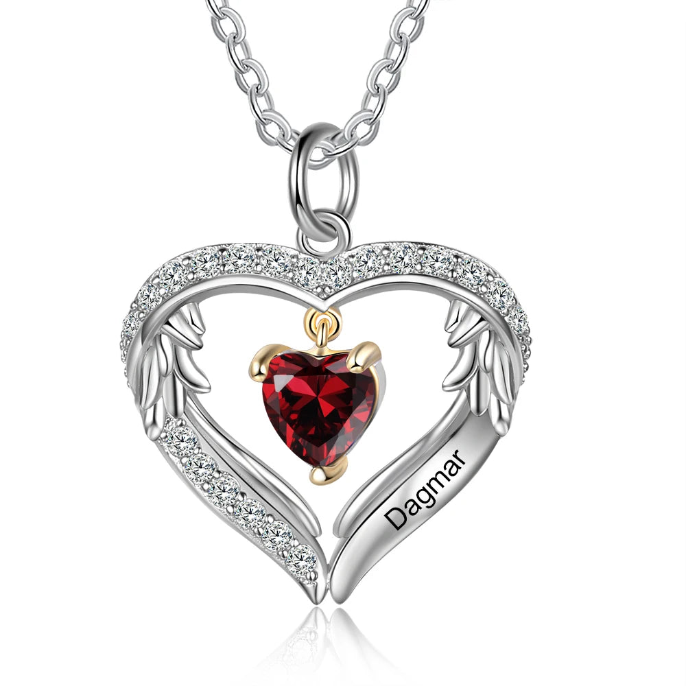 Wings of Love Personalized Birthstone Necklace