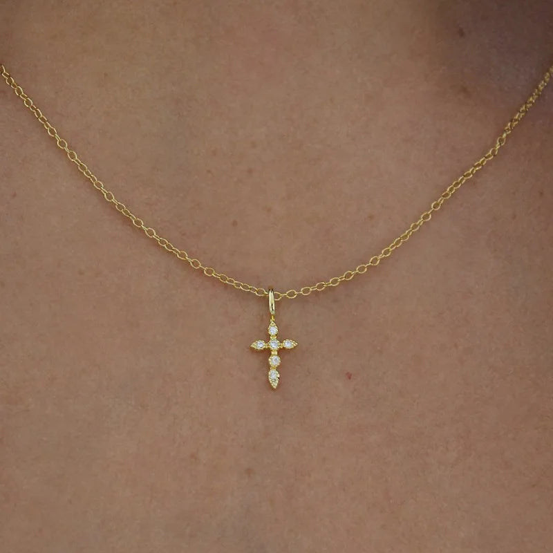 Moissanite Cross Pendant Necklace – Sacred Elegance