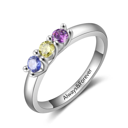 Elegant Style Personalized Birthstone Ring