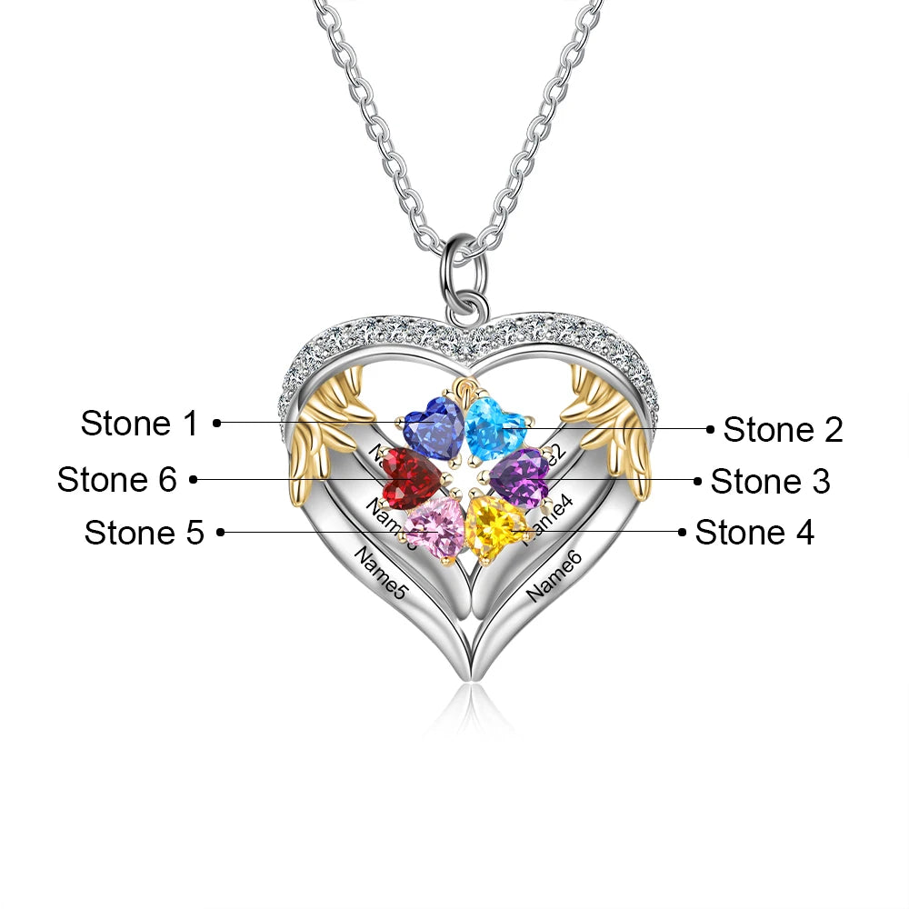 Wings of Love Personalized Birthstone Necklace