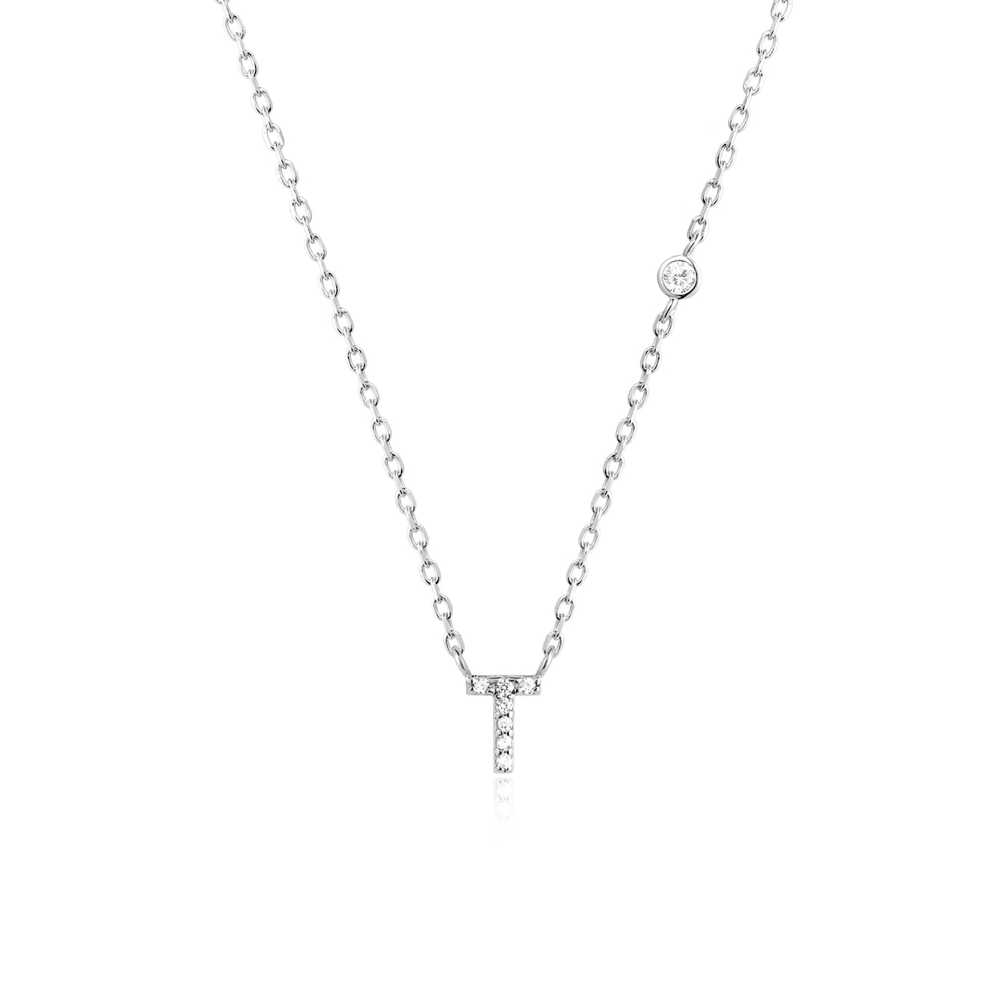 Initial Zircon Pendant Necklace – Personalized Elegance