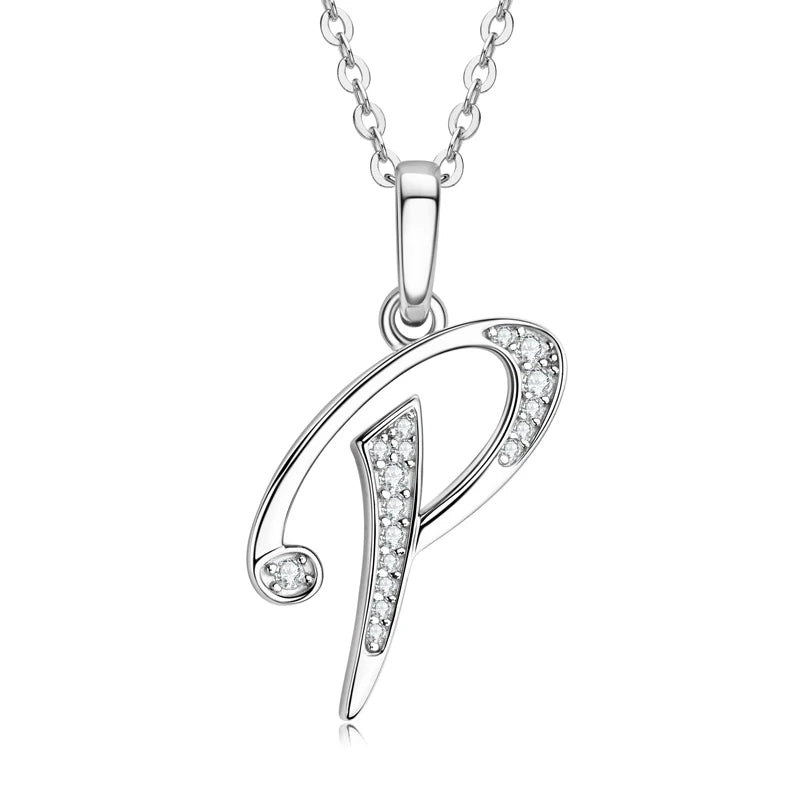 Sparkling Moissanite Initial Pendant Necklace