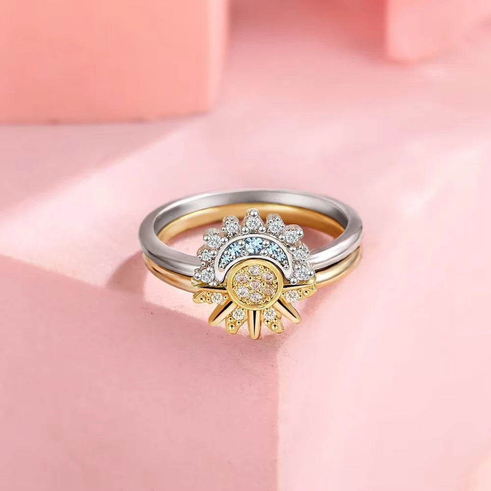 Sun and Moon Couple Ring Set – Celestial Romance