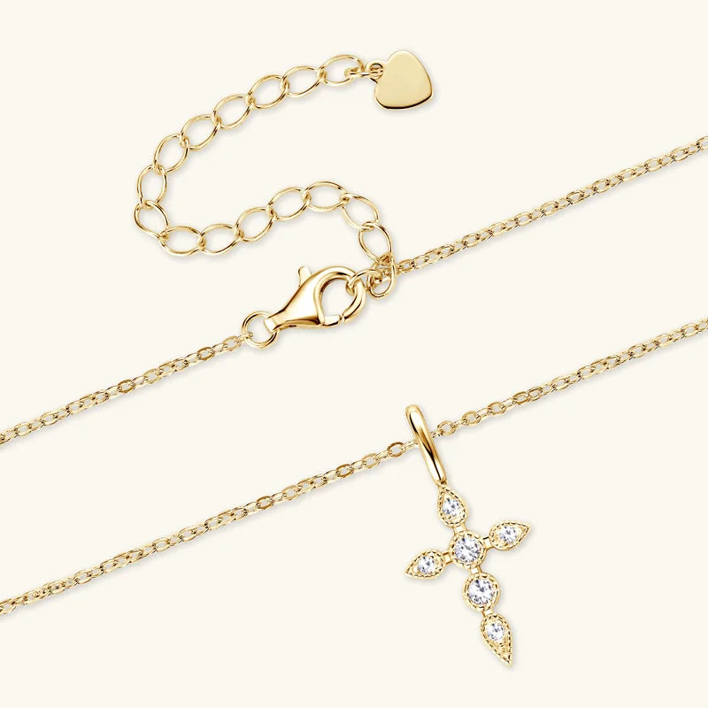 Moissanite Cross Pendant Necklace – Sacred Elegance