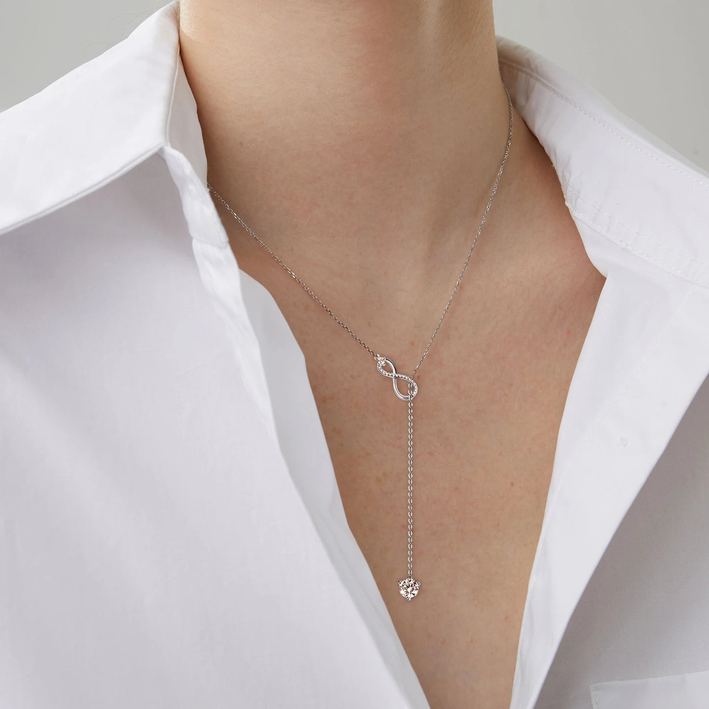 Stunning Infinity Pendant Necklace with Moissanite