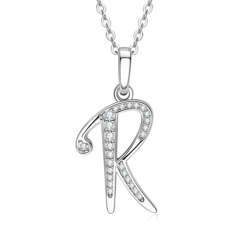 Sparkling Moissanite Initial Pendant Necklace
