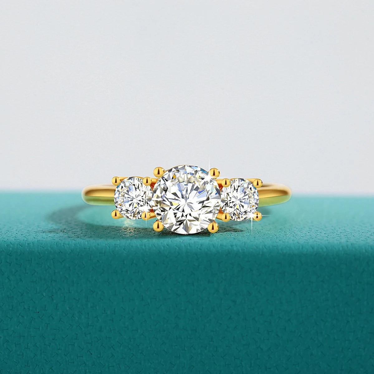 Three Stone Moissanite Engagement Ring – Luxurious Promise