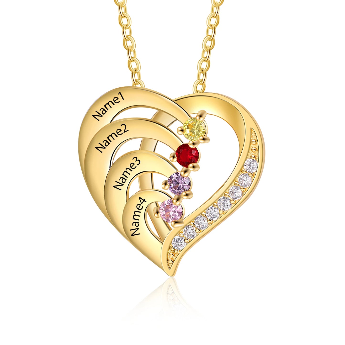 Mother’s Heart Personalized Birthstone Necklace – Cherished Memories