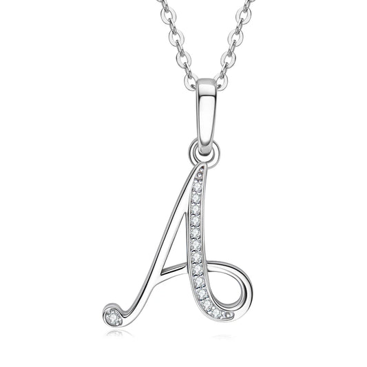 Sparkling Moissanite Initial Pendant Necklace
