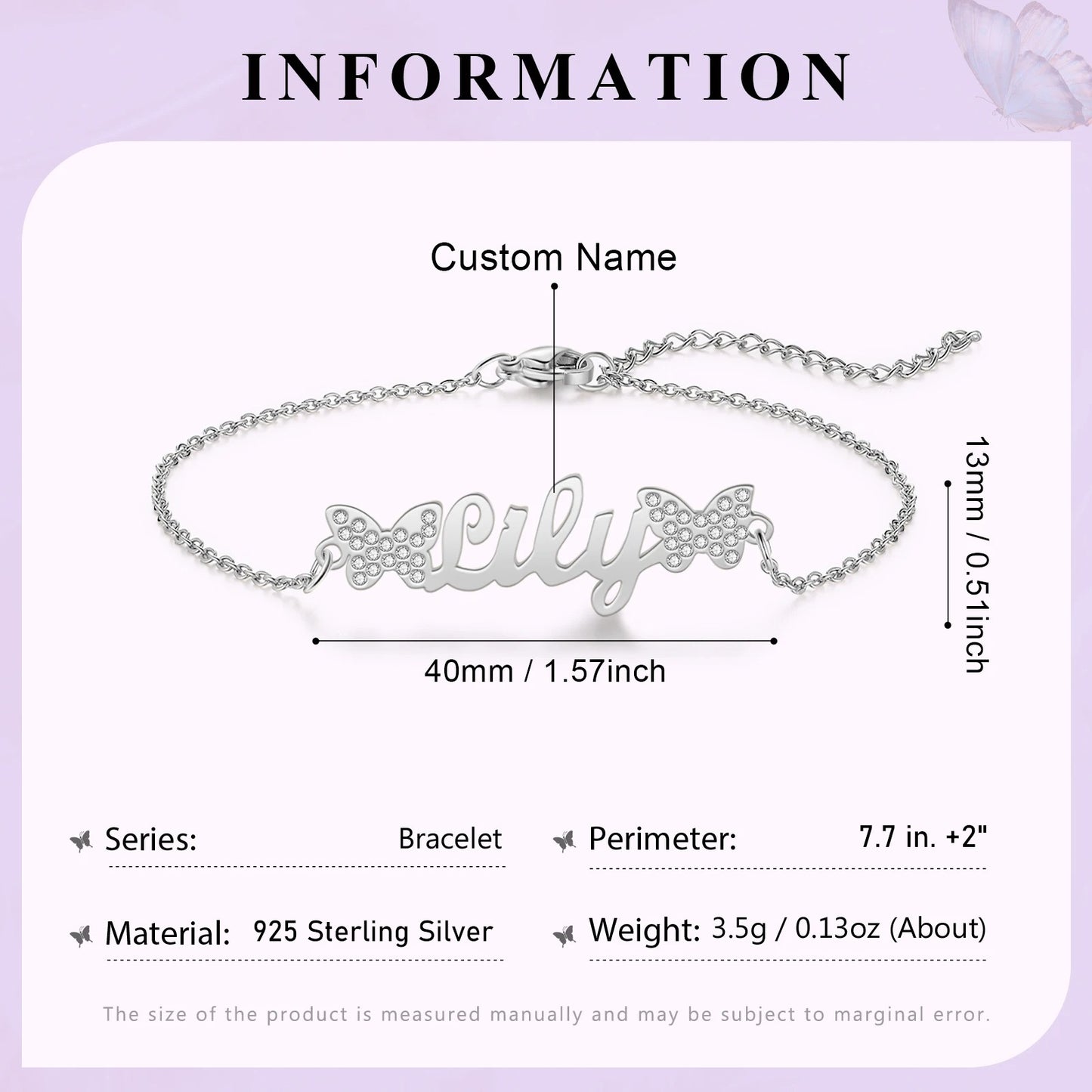 Butterfly Bookend Personalized Nameplate Bracelet