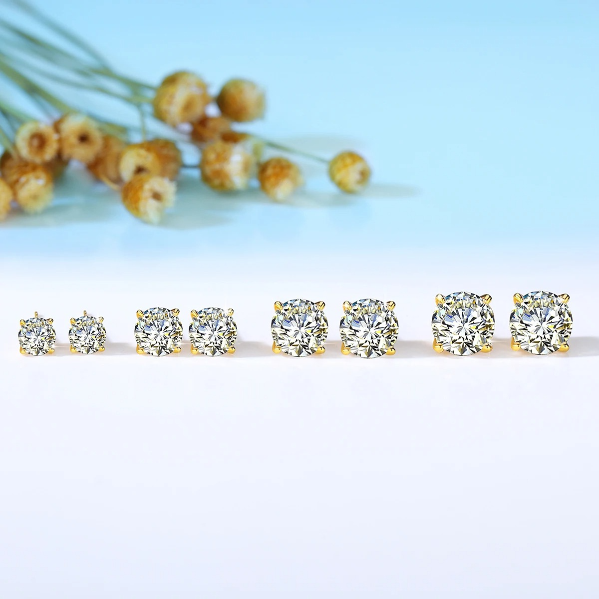 14K Gold Moissanite Stud Earrings – Timeless