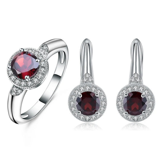 Exquisite Red Garnet Classic Jewelry Set
