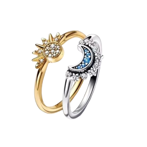 Sun and Moon Couple Ring Set – Celestial Romance