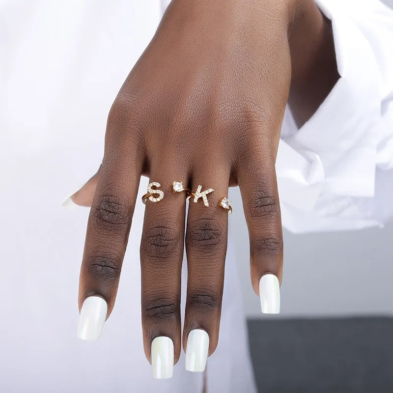 Alphabet Initial Open Ring – Personalized Charm