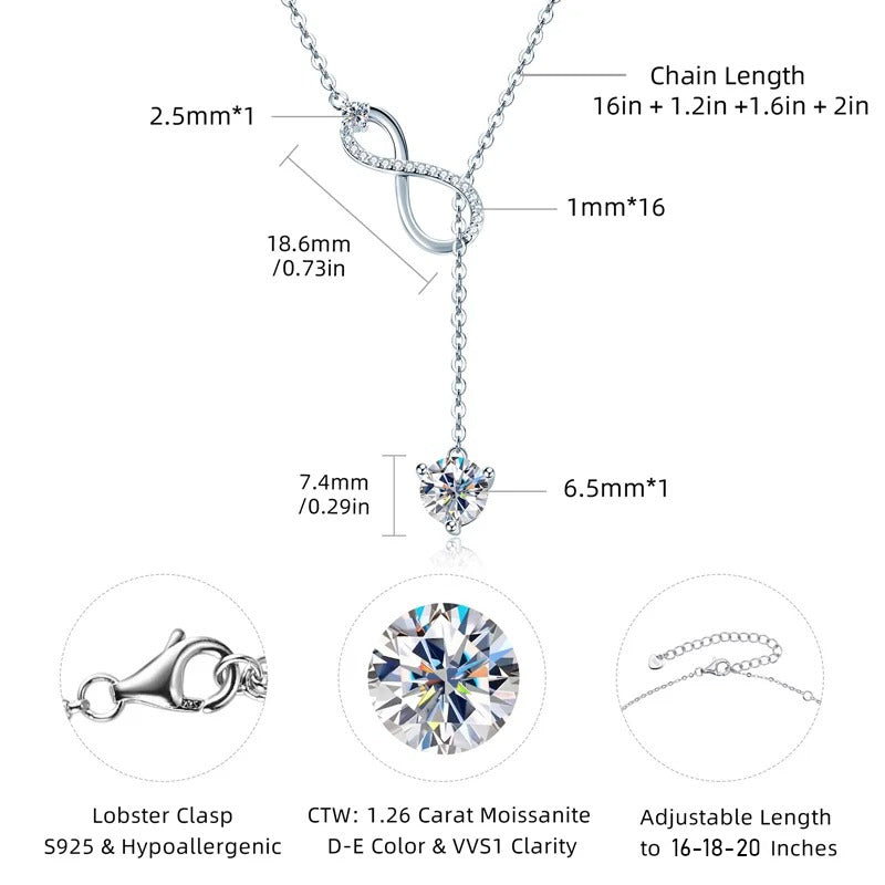 Stunning Infinity Pendant Necklace with Moissanite