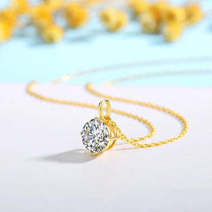 Real 14K Gold Moissanite Pendant Necklace