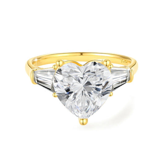 Real 14K Gold Heart 3ct Moissanite Ring