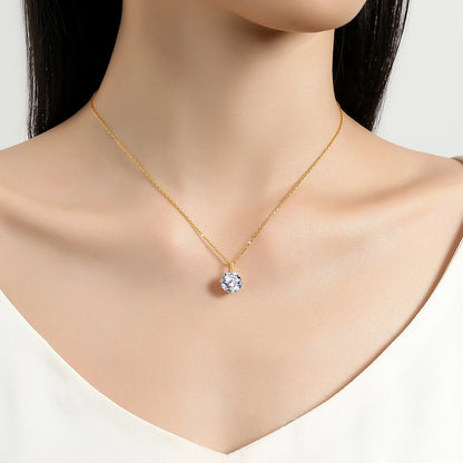 Real 14K Gold Moissanite Pendant Necklace