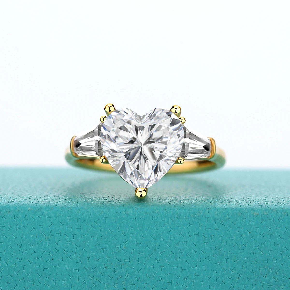 Real 14K Gold Heart 3ct Moissanite Ring