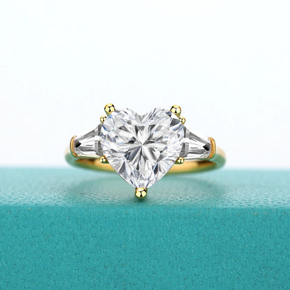 Real 14K Gold Heart 3ct Moissanite Ring