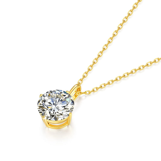 Real 14K Gold Moissanite Pendant Necklace