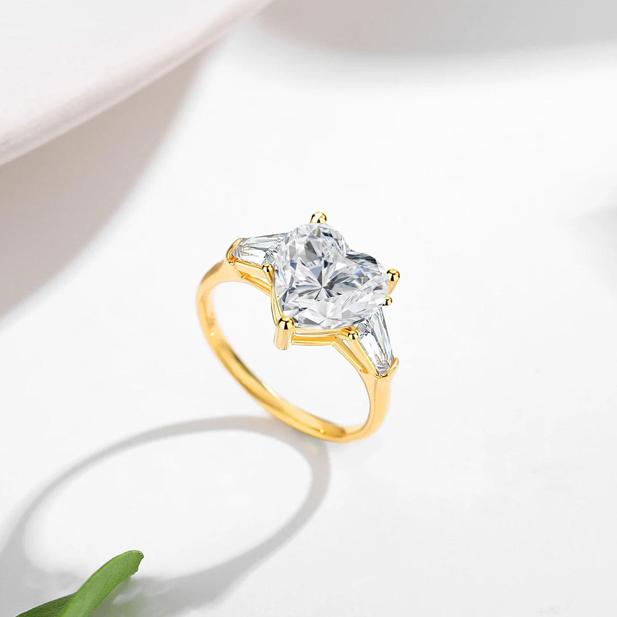 Real 14K Gold Heart 3ct Moissanite Ring