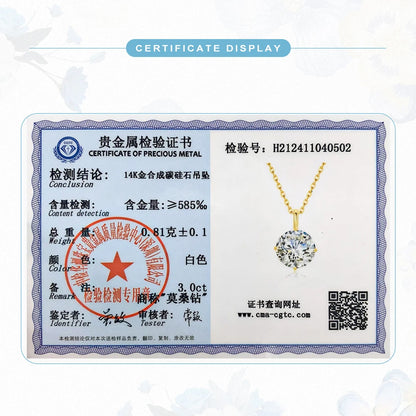 Real 14K Gold Moissanite Pendant Necklace