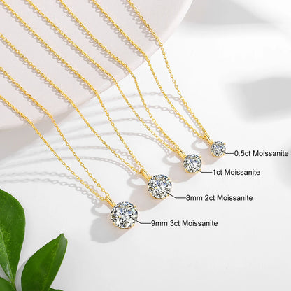 Real 14K Gold Moissanite Pendant Necklace